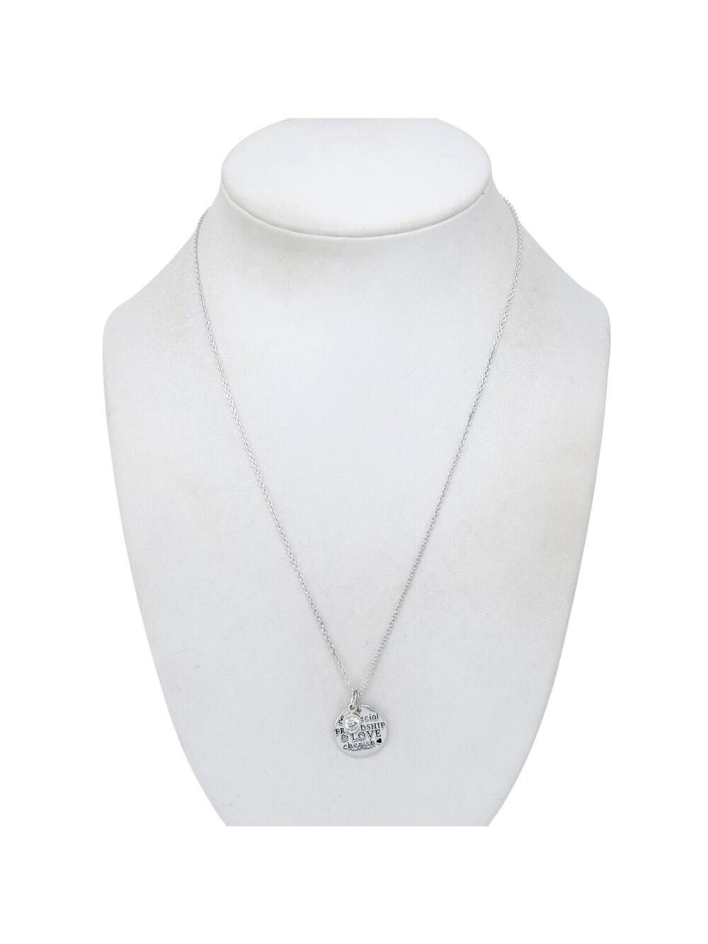 Cubic Zirconia Friendship Love Charm Necklace | Vintage Sterling Silver 925 18"